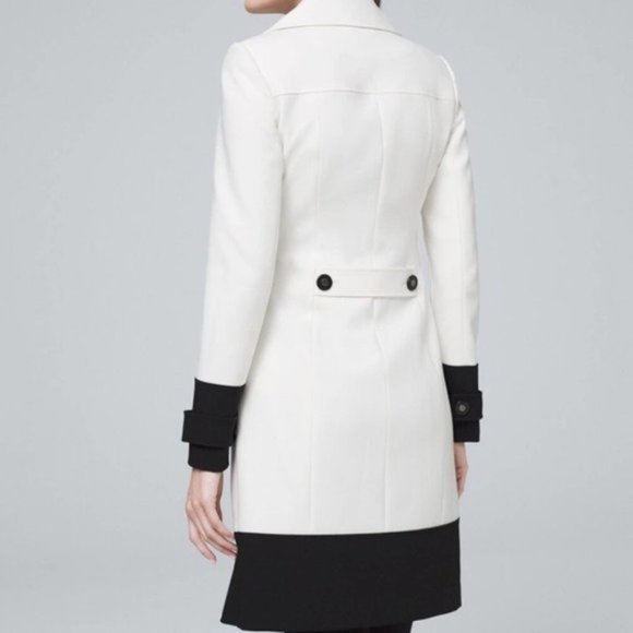 NWOT White House Black Market White & Black Trench Coat - Picture 3 of 6